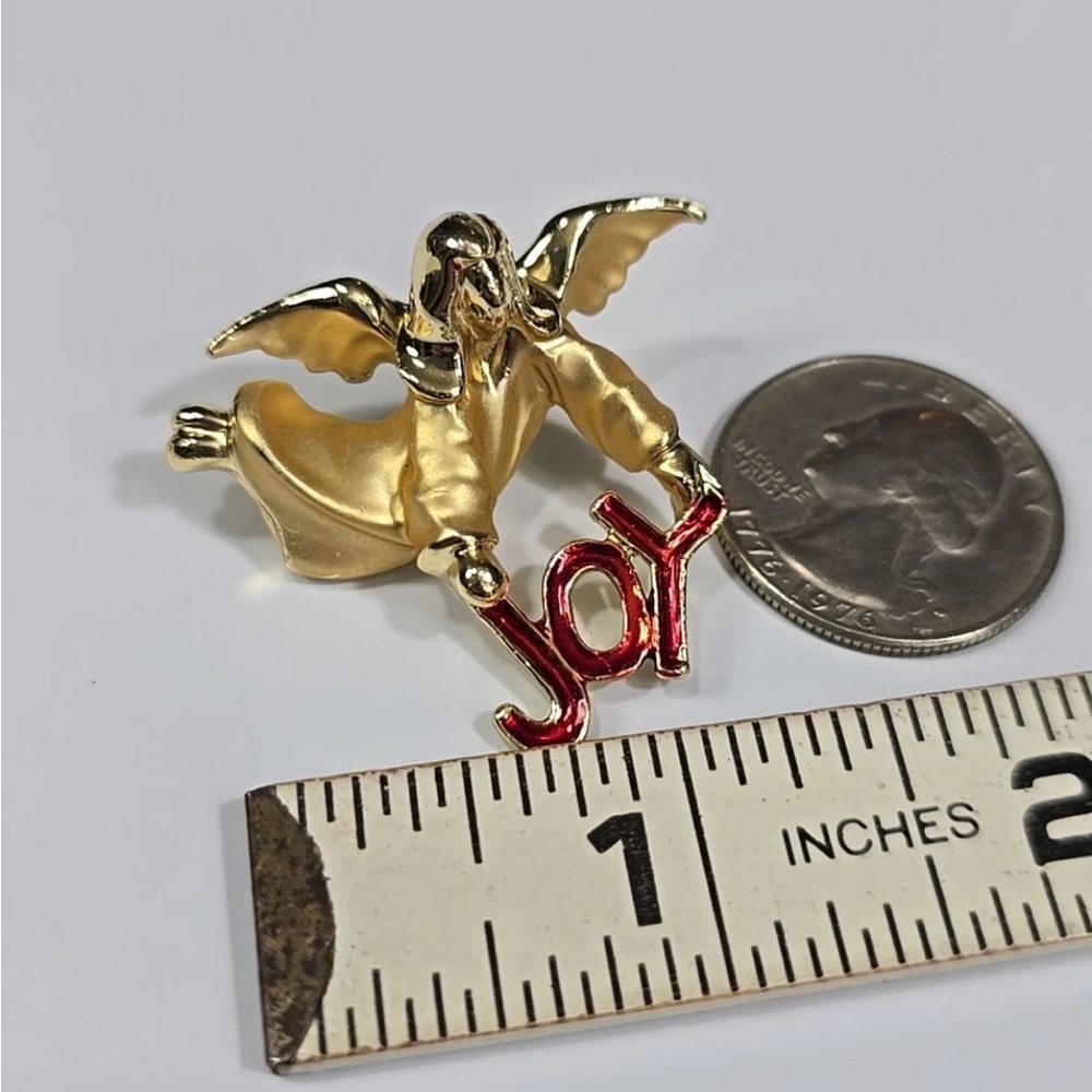Vintage Gigi Guisti Gold and Red Angel Joy Pin Brooch - Picture 4 of 5